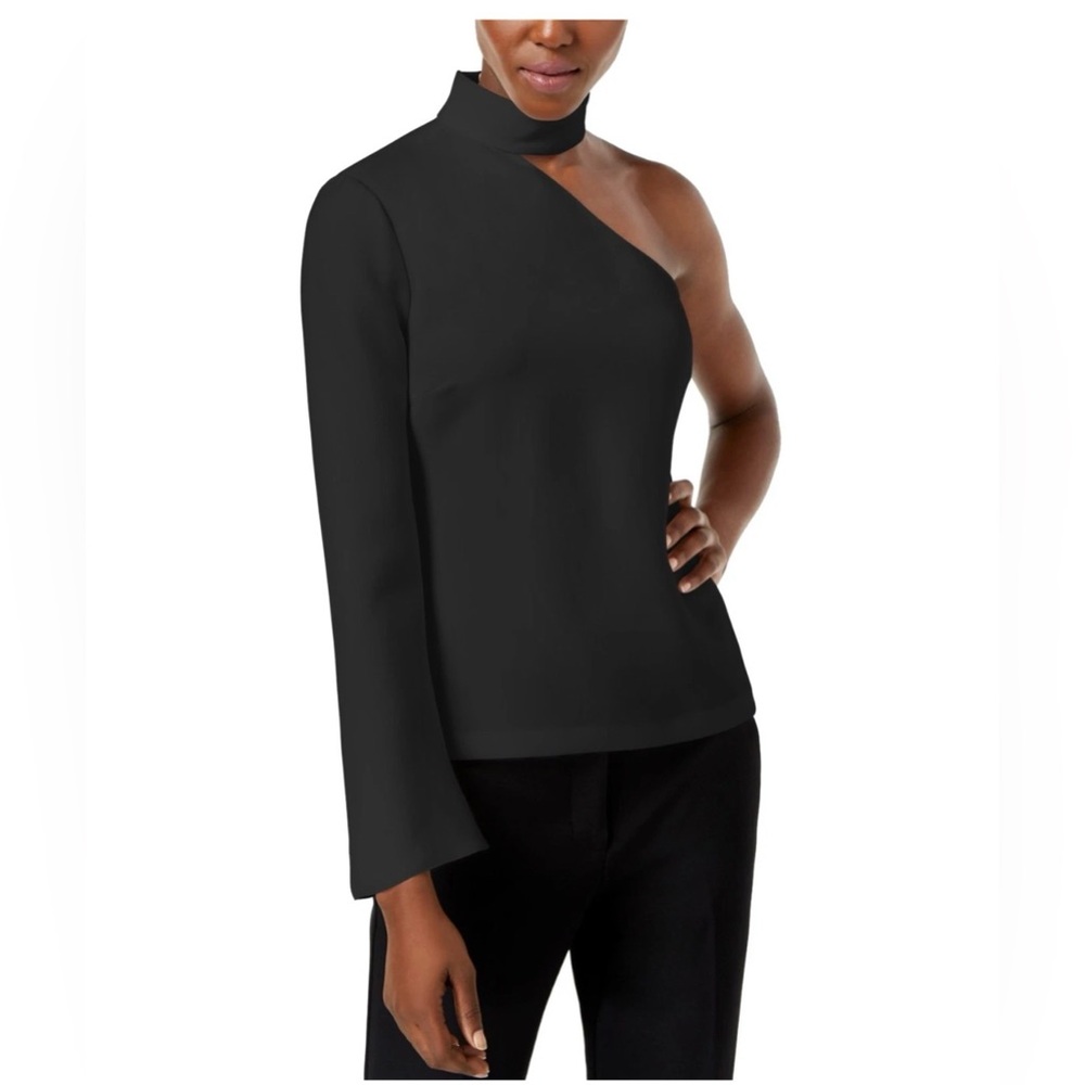 Rachel Zoe Black Asymmetrical One Shoulder Blouse Size 4